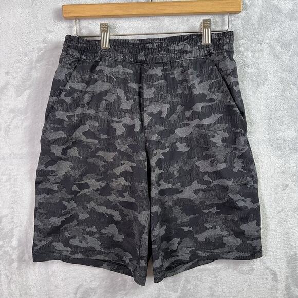 Lululemon Camo Shorts Men's Small Black/Grey Athletic Workout Gym Pockets - Picture 1 of 12